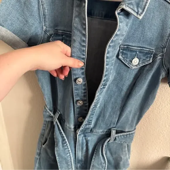 Paige Short Sleeve Anessa Denim Jumpsuit in Hailey 2 - Picture 5 of 11